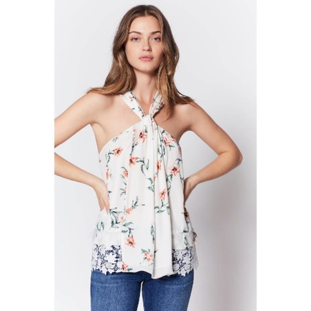 NWT Joie Segalle Silk Floral Twist Halter Top